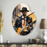 Yellow Black New York Harlem Jazz I - Asymmetric Metal Wall Clock