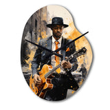 Yellow Black New York Harlem Jazz I - Asymmetric Metal Wall Clock