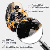 Yellow Black New York Harlem Jazz I - Asymmetric Metal Wall Clock