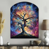 Colorful Oak Tree Eternal Strength I - Asymmetric Metal Wall Clock