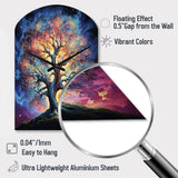 Colorful Oak Tree Eternal Strength I - Asymmetric Metal Wall Clock