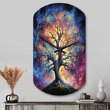 Colorful Oak Tree Eternal Strength I - Asymmetric Metal Wall Clock
