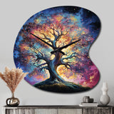 Colorful Oak Tree Eternal Strength I - Asymmetric Metal Wall Clock