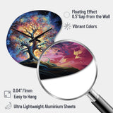 Colorful Oak Tree Eternal Strength I - Asymmetric Metal Wall Clock