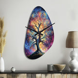 Colorful Oak Tree Eternal Strength I - Asymmetric Metal Wall Clock
