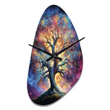 Colorful Oak Tree Eternal Strength I - Asymmetric Metal Wall Clock