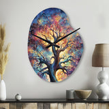 Colorful Oak Tree Eternal Strength I - Asymmetric Metal Wall Clock