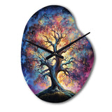 Colorful Oak Tree Eternal Strength I - Asymmetric Metal Wall Clock