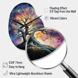 Colorful Oak Tree Eternal Strength I - Asymmetric Metal Wall Clock
