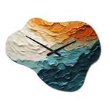 Teal Orange Ocean Coastal Essence Collage - Asymmetric Metal Wall Clock