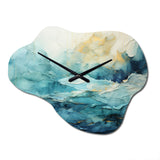 Teal Yellow Ocean Serenade Pastoral III - Asymmetric Metal Wall Clock
