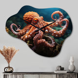Coral Octopus Serene Submersion II - Asymmetric Metal Wall Clock