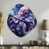 Purple Octopus Lunar Reflections II - Asymmetric Metal Wall Clock