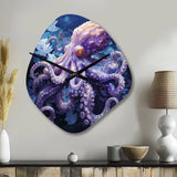 Purple Octopus Lunar Reflections II - Asymmetric Metal Wall Clock