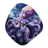 Purple Octopus Lunar Reflections II - Asymmetric Metal Wall Clock