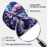 Purple Octopus Lunar Reflections II - Asymmetric Metal Wall Clock