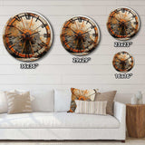 Orange Old Cart Wheels III - Transportation Metal Wall Clock