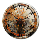 Orange Old Cart Wheels III - Transportation Metal Wall Clock