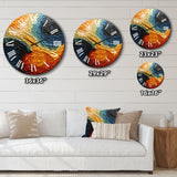 Teal Orange Op Art Rhythmic Illusion I - Abstract Metal Wall Clock