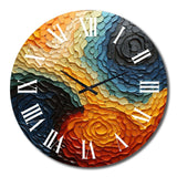 Teal Orange Op Art Rhythmic Illusion I - Abstract Metal Wall Clock