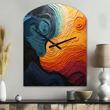 Teal Orange Op Art Rhythmic Illusion II - Asymmetric Metal Wall Clock