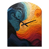 Teal Orange Op Art Rhythmic Illusion II - Asymmetric Metal Wall Clock
