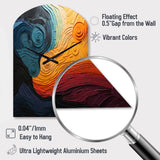 Teal Orange Op Art Rhythmic Illusion II - Asymmetric Metal Wall Clock