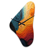 Teal Orange Op Art Rhythmic Illusion II - Asymmetric Metal Wall Clock
