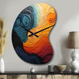Teal Orange Op Art Rhythmic Illusion II - Asymmetric Metal Wall Clock