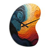 Teal Orange Op Art Rhythmic Illusion II - Asymmetric Metal Wall Clock