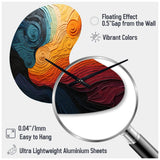 Teal Orange Op Art Rhythmic Illusion II - Asymmetric Metal Wall Clock
