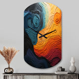 Teal Orange Op Art Rhythmic Illusion II - Asymmetric Metal Wall Clock