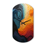 Teal Orange Op Art Rhythmic Illusion II - Asymmetric Metal Wall Clock