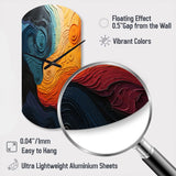 Teal Orange Op Art Rhythmic Illusion II - Asymmetric Metal Wall Clock