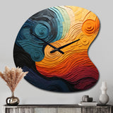 Teal Orange Op Art Rhythmic Illusion II - Asymmetric Metal Wall Clock