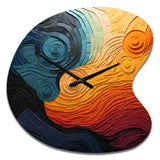 Teal Orange Op Art Rhythmic Illusion II - Asymmetric Metal Wall Clock