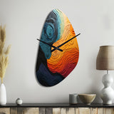 Teal Orange Op Art Rhythmic Illusion II - Asymmetric Metal Wall Clock