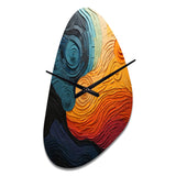 Teal Orange Op Art Rhythmic Illusion II - Asymmetric Metal Wall Clock