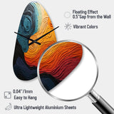Teal Orange Op Art Rhythmic Illusion II - Asymmetric Metal Wall Clock