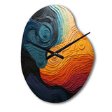 Teal Orange Op Art Rhythmic Illusion II - Asymmetric Metal Wall Clock