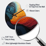 Teal Orange Op Art Rhythmic Illusion II - Asymmetric Metal Wall Clock