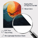 Teal Orange Op Art Rhythmic Illusion III - Asymmetric Metal Wall Clock