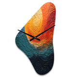 Teal Orange Op Art Rhythmic Illusion III - Asymmetric Metal Wall Clock