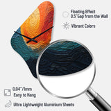 Teal Orange Op Art Rhythmic Illusion III - Asymmetric Metal Wall Clock