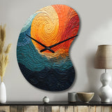 Teal Orange Op Art Rhythmic Illusion III - Asymmetric Metal Wall Clock