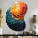 Teal Orange Op Art Rhythmic Illusion III - Asymmetric Metal Wall Clock