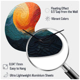 Teal Orange Op Art Rhythmic Illusion III - Asymmetric Metal Wall Clock