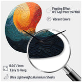 Teal Orange Op Art Rhythmic Illusion III - Asymmetric Metal Wall Clock