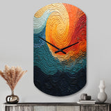Teal Orange Op Art Rhythmic Illusion III - Asymmetric Metal Wall Clock