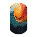 Teal Orange Op Art Rhythmic Illusion III - Asymmetric Metal Wall Clock
